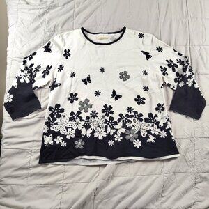 Alfred Dunner Floral Blouse Women’s 1X (XL) Short Sleeve RN19232